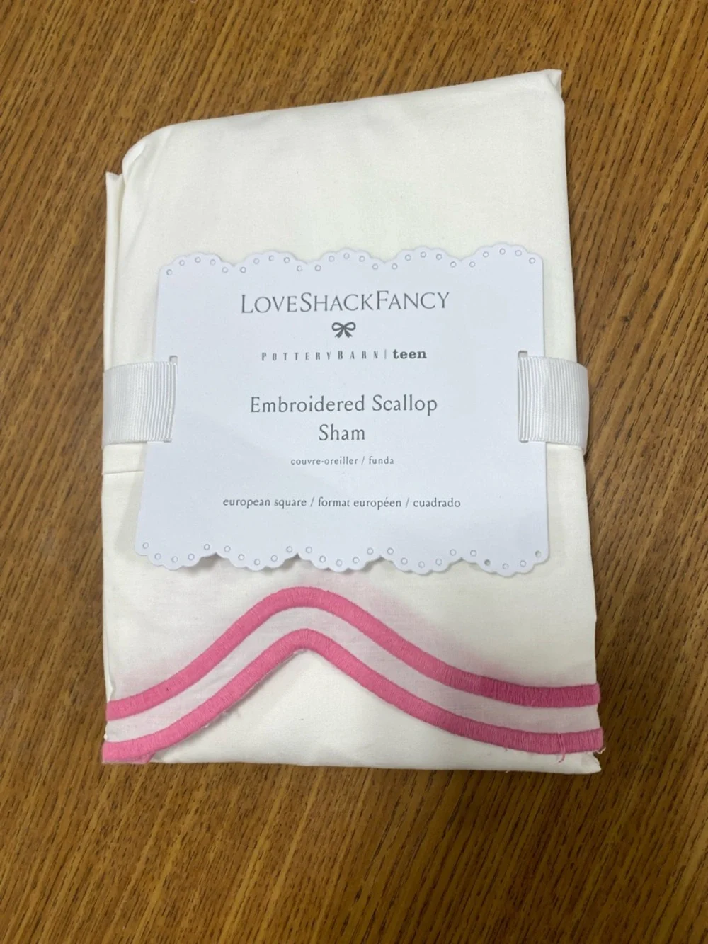 LoveShackFancy Embroidered Scallop Euro Pillow Cover